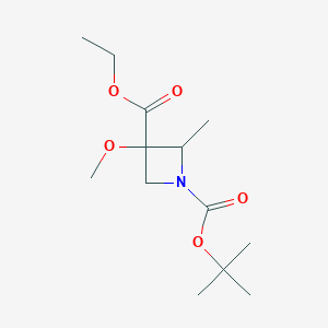 molecular formula C13H23NO5 B13004076 1-(tert-Butyl)3-ethyl3-methoxy-2-methylazetidine-1,3-dicarboxylate 