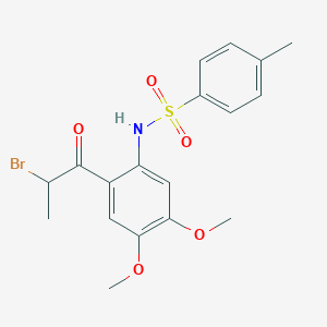 molecular formula C18H20BrNO5S B13004159 N-(2-(2-Bromopropanoyl)-4,5-dimethoxyphenyl)-4-methylbenzenesulfonamide 