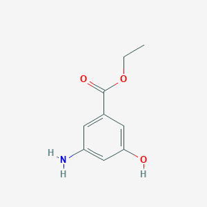 molecular formula C9H11NO3 B13004203 Ethyl 3-amino-5-hydroxybenzoate 