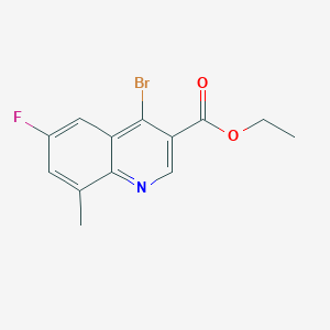 molecular formula C13H11BrFNO2 B13004215 Ethyl 4-bromo-6-fluoro-8-methylquinoline-3-carboxylate 