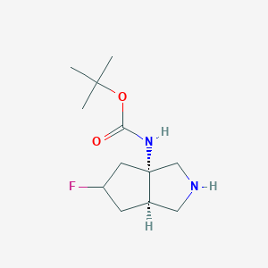 molecular formula C12H21FN2O2 B13004257 tert-Butyl ((3aS,6aR)-5-fluorohexahydrocyclopenta[c]pyrrol-3a(1H)-yl)carbamate 