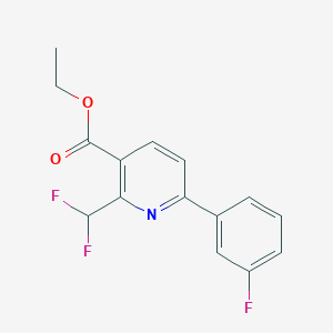 molecular formula C15H12F3NO2 B13004259 Ethyl 2-(difluoromethyl)-6-(3-fluorophenyl)nicotinate 