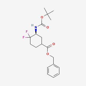 molecular formula C19H25F2NO4 B13004273 benzyl (3S)-4,4-difluoro-3-[(2-methylpropan-2-yl)oxycarbonylamino]cyclohexane-1-carboxylate 