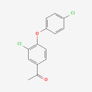 molecular formula C14H10Cl2O2 B13004284 1-(3-Chloro-4-(4-chlorophenoxy)phenyl)ethanone 