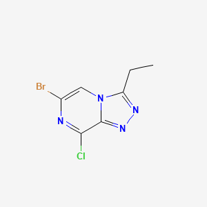 molecular formula C7H6BrClN4 B13004358 6-Bromo-8-chloro-3-ethyl-[1,2,4]triazolo[4,3-a]pyrazine 