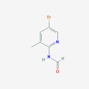 molecular formula C7H7BrN2O B13004470 N-(5-bromo-3-methylpyridin-2-yl)formamide 