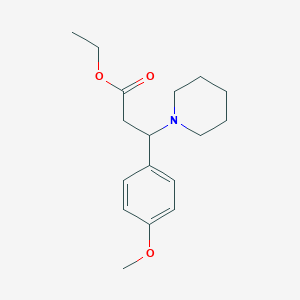 molecular formula C17H25NO3 B13004475 Ethyl 3-(4-methoxyphenyl)-3-(piperidin-1-yl)propanoate 