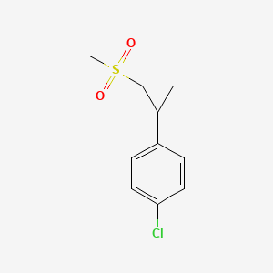 molecular formula C10H11ClO2S B13004495 1-Chloro-4-(2-(methylsulfonyl)cyclopropyl)benzene 