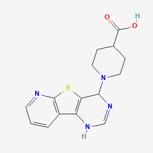 molecular formula C15H16N4O2S B13004588 1-(8-thia-3,5,10-triazatricyclo[7.4.0.02,7]trideca-1(9),2(7),4,10,12-pentaen-6-yl)piperidine-4-carboxylic acid 