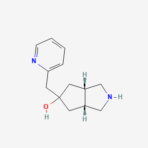 molecular formula C13H18N2O B13004631 Rel-(3aR,5r,6aS)-5-(pyridin-2-ylmethyl)octahydrocyclopenta[c]pyrrol-5-ol 