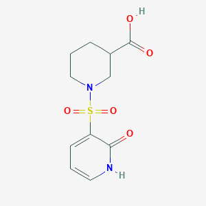 molecular formula C11H14N2O5S B13004686 1-((2-Oxo-1,2-dihydropyridin-3-yl)sulfonyl)piperidine-3-carboxylic acid 