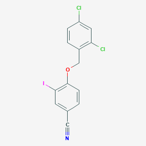 molecular formula C14H8Cl2INO B13004723 4-((2,4-Dichlorobenzyl)oxy)-3-iodobenzonitrile 