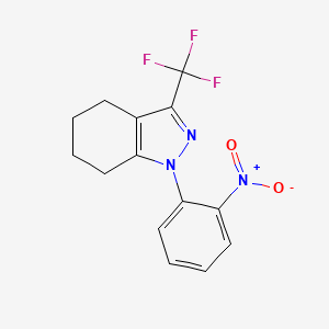 molecular formula C14H12F3N3O2 B13004786 1-(2-nitrophenyl)-3-(trifluoromethyl)-4,5,6,7-tetrahydro-1H-indazole 