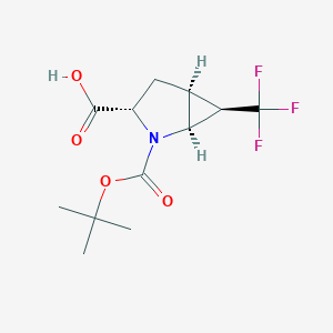 molecular formula C12H16F3NO4 B13004800 (1S,3S,5S,6R)-2-(tert-Butoxycarbonyl)-6-(trifluoromethyl)-2-azabicyclo[3.1.0]hexane-3-carboxylic acid 