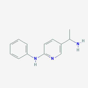 molecular formula C13H15N3 B13004813 5-(1-Aminoethyl)-N-phenylpyridin-2-amine 