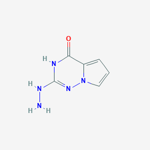 molecular formula C6H7N5O B13004869 2-hydrazinyl-3H,4H-pyrrolo[2,1-f][1,2,4]triazin-4-one 