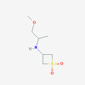 molecular formula C7H15NO3S B13004875 3-((1-Methoxypropan-2-yl)amino)thietane1,1-dioxide 