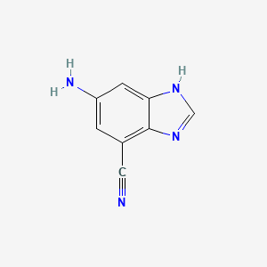 molecular formula C8H6N4 B13004993 6-Amino-1H-benzo[d]imidazole-4-carbonitrile 