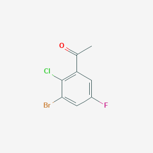 molecular formula C8H5BrClFO B13004998 1-(3-Bromo-2-chloro-5-fluorophenyl)ethanone 