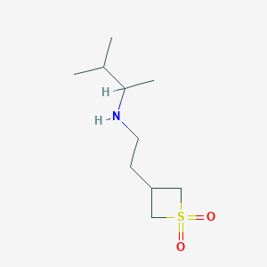 molecular formula C10H21NO2S B13005058 3-(2-((3-Methylbutan-2-yl)amino)ethyl)thietane1,1-dioxide 