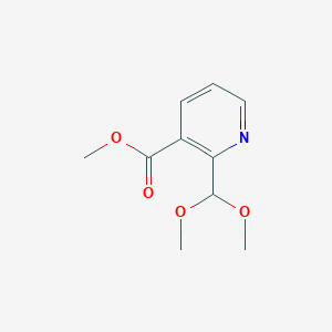 molecular formula C10H13NO4 B13005111 Methyl 2-(dimethoxymethyl)nicotinate 