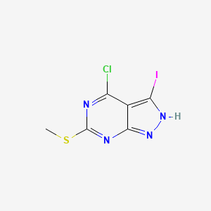 molecular formula C6H4ClIN4S B13005114 4-Chloro-3-iodo-6-(methylthio)-1H-pyrazolo[3,4-d]pyrimidine 