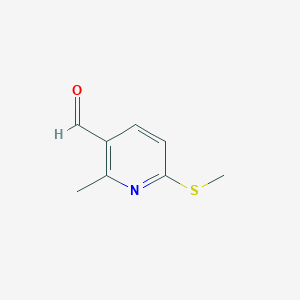 molecular formula C8H9NOS B13005134 2-Methyl-6-(methylthio)nicotinaldehyde 