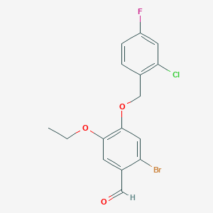 molecular formula C16H13BrClFO3 B13005250 2-Bromo-4-((2-chloro-4-fluorobenzyl)oxy)-5-ethoxybenzaldehyde 