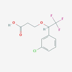 molecular formula C11H10ClF3O3 B13005340 3-(1-(3-Chlorophenyl)-2,2,2-trifluoroethoxy)propanoic acid 