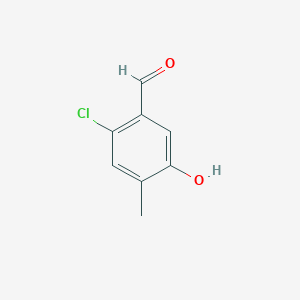 molecular formula C8H7ClO2 B13005417 2-Chloro-5-hydroxy-4-methylbenzaldehyde 