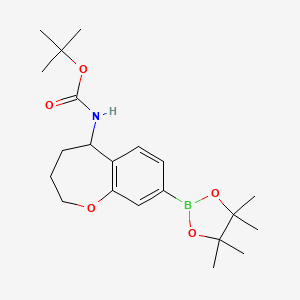 molecular formula C21H32BNO5 B13005463 tert-Butyl (8-(4,4,5,5-tetramethyl-1,3,2-dioxaborolan-2-yl)-2,3,4,5-tetrahydrobenzo[b]oxepin-5-yl)carbamate 