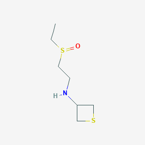 molecular formula C7H15NOS2 B13005495 N-(2-(Ethylsulfinyl)ethyl)thietan-3-amine 