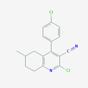 molecular formula C17H14Cl2N2 B13005555 2-Chloro-4-(4-chlorophenyl)-6-methyl-5,6,7,8-tetrahydroquinoline-3-carbonitrile 