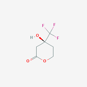 molecular formula C6H7F3O3 B13005624 (S)-4-Hydroxy-4-(trifluoromethyl)tetrahydro-2H-pyran-2-one 