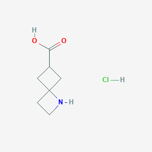 molecular formula C7H12ClNO2 B13005677 1-Azaspiro[3.3]heptane-6-carboxylic acid hydrochloride 