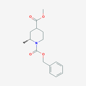 molecular formula C16H21NO4 B13005681 1-Benzyl4-methyl(2R)-2-methylpiperidine-1,4-dicarboxylate 