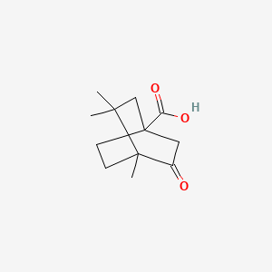 molecular formula C12H18O3 B13005736 3,3,4-Trimethyl-5-oxobicyclo[2.2.2]octane-1-carboxylic acid 