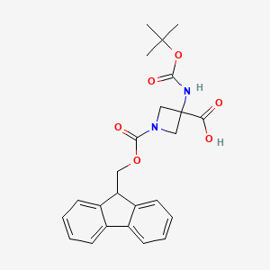 molecular formula C24H26N2O6 B13005737 3-{[(tert-butoxy)carbonyl]amino}-1-{[(9H-fluoren-9-yl)methoxy]carbonyl}azetidine-3-carboxylic acid 