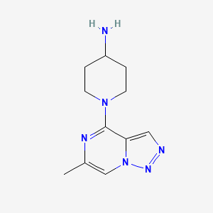 molecular formula C11H16N6 B13005762 1-(6-Methyl-[1,2,3]triazolo[1,5-a]pyrazin-4-yl)piperidin-4-amine 