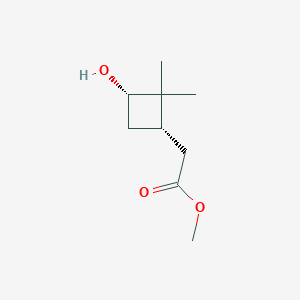 molecular formula C9H16O3 B13005767 Methyl 2-[cis-3-hydroxy-2,2-dimethylcyclobutyl]acetate 