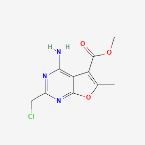 molecular formula C10H10ClN3O3 B13005768 Methyl 4-amino-2-(chloromethyl)-6-methylfuro[2,3-d]pyrimidine-5-carboxylate 