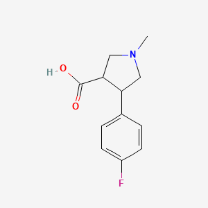 molecular formula C12H14FNO2 B13005798 4-(4-Fluorophenyl)-1-methylpyrrolidine-3-carboxylic acid 