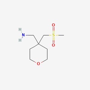 molecular formula C8H17NO3S B13006066 (4-((Methylsulfonyl)methyl)tetrahydro-2H-pyran-4-yl)methanamine 