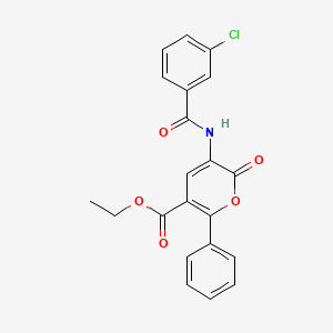 molecular formula C21H16ClNO5 B1300614 ethyl 3-[(3-chlorobenzoyl)amino]-2-oxo-6-phenyl-2H-pyran-5-carboxylate CAS No. 339009-30-2