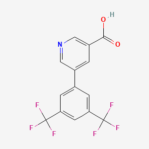 molecular formula C14H7F6NO2 B13006175 5-(3,5-Bis(trifluoromethyl)phenyl)nicotinic acid 