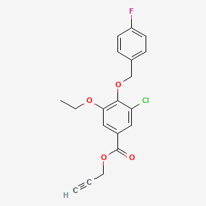 molecular formula C19H16ClFO4 B13006218 Prop-2-yn-1-yl 3-chloro-5-ethoxy-4-((4-fluorobenzyl)oxy)benzoate 