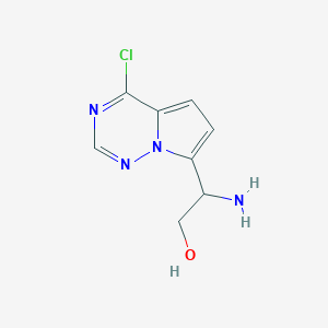 molecular formula C8H9ClN4O B13006241 2-Amino-2-(4-chloropyrrolo[2,1-f][1,2,4]triazin-7-yl)ethan-1-ol 