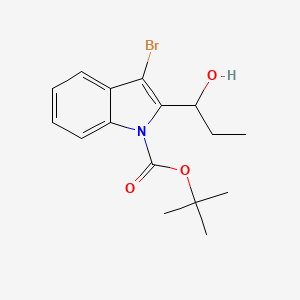 molecular formula C16H20BrNO3 B13006383 tert-Butyl 3-bromo-2-(1-hydroxypropyl)-1H-indole-1-carboxylate 