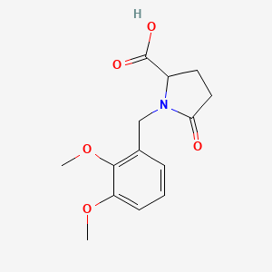 molecular formula C14H17NO5 B13006388 1-(2,3-Dimethoxybenzyl)-5-oxopyrrolidine-2-carboxylic acid 