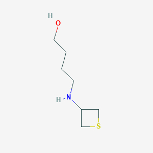 molecular formula C7H15NOS B13006429 4-(Thietan-3-ylamino)butan-1-ol 